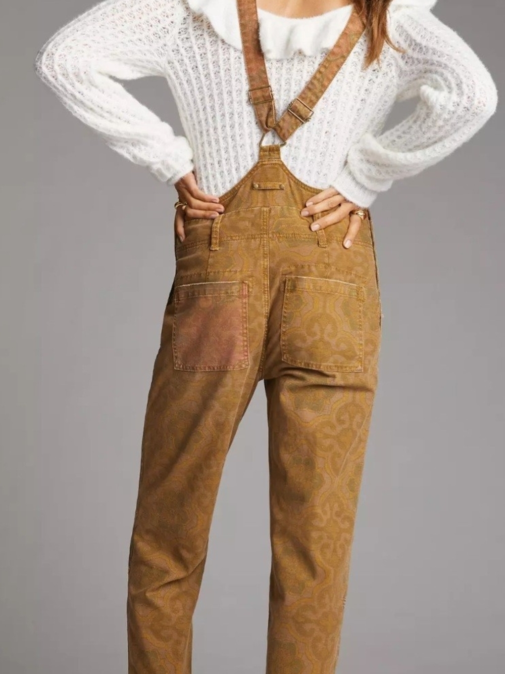 Pilcro Brown Patterned Cotton Overalls - Picture 4 of 6